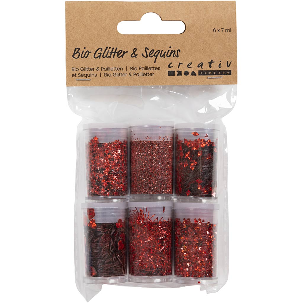 Creativ Company Bio Sparkles Pailletten, rot, 6x7 ml 1 Box