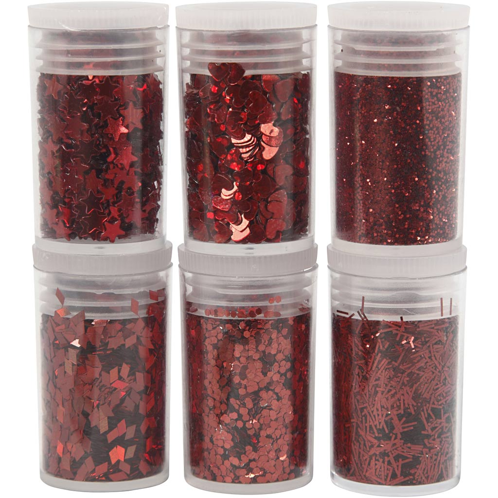 Creativ Company Bio Sparkles Pailletten, rot, 6x7 ml 1 Box