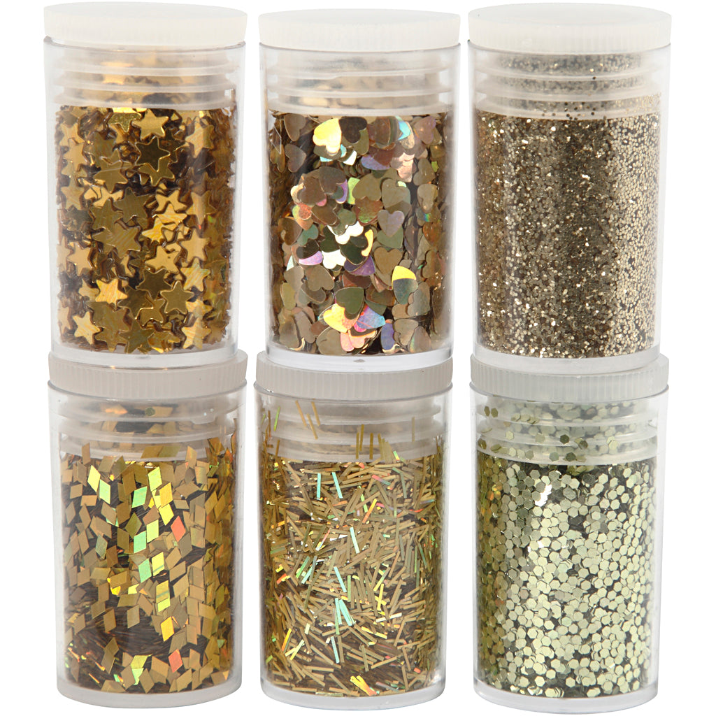 Creativ Company Glitter und Paileten Gold, 6x5gr