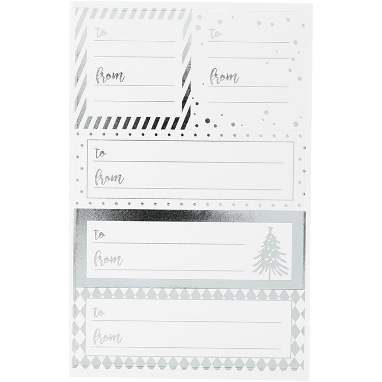 Vivi Gade Aufkleber, Blatt 9x14 cm, Maße 42x39+84x29 mm, Silber, Weiß, 4 Blatt 1 Box
