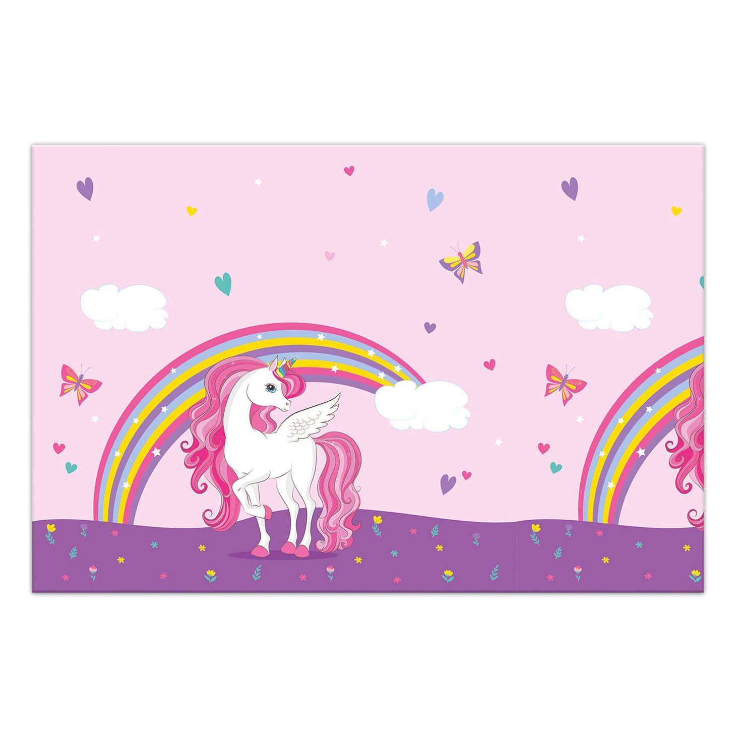 Tischdecke Einhorn Regenbogenfarben, 120x180 cm