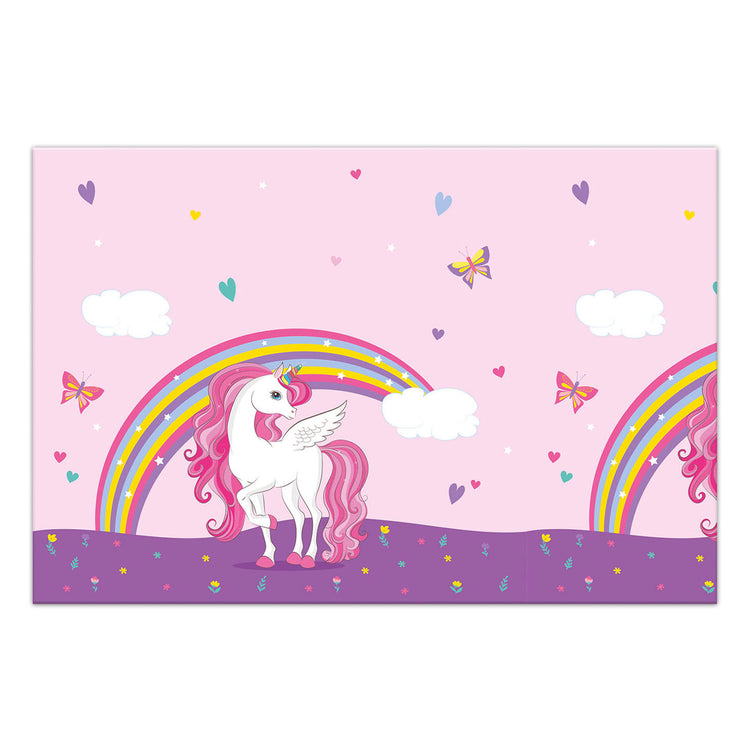 Tischdecke Einhorn Regenbogenfarben, 120x180 cm