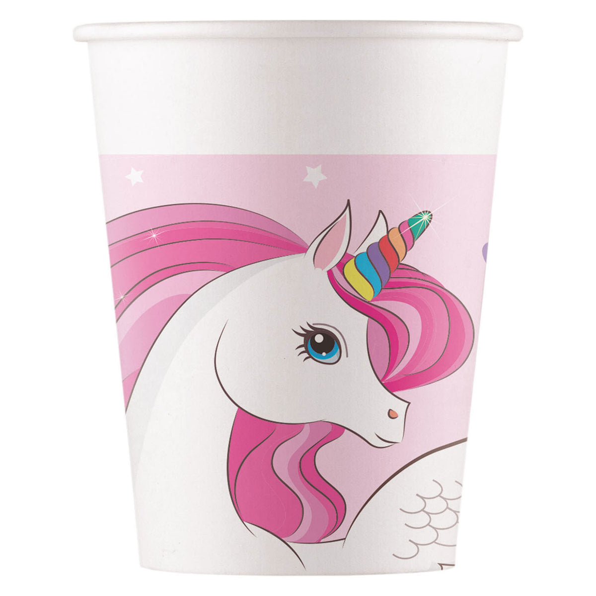 Pappbecher FSC Einhorn Regenbogenfarben, 8 Stk.