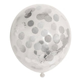 Confetti Balloons Paper Confetti Metallic Zilve 30 cm, 6st. - afbeelding 1