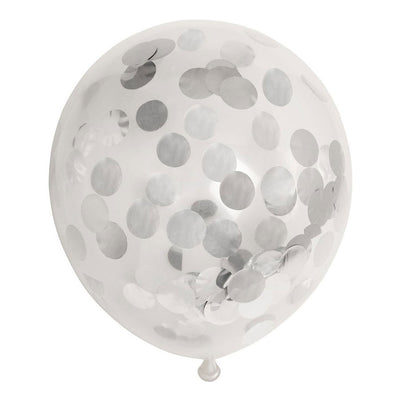 Confetti Balloons Paper Confetti Metallic Zilve 30 cm, 6st.