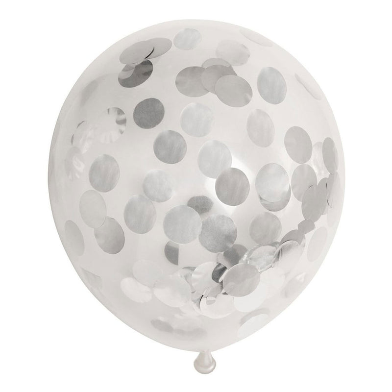 Confetti Balloons Paper Confetti Metallic Zilve 30 cm, 6st.