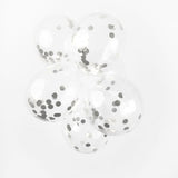 Confetti Balloons Paper Confetti Metallic Zilve 30 cm, 6st. - afbeelding 3