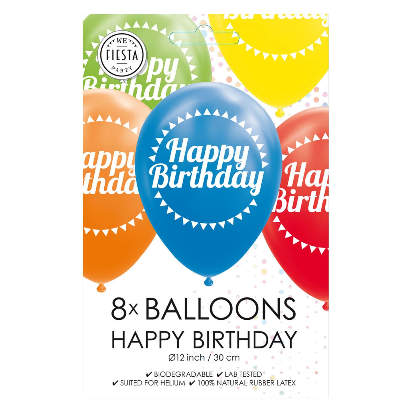 Luftballons Happy Birthday Mix Colors 30 cm, 8st.