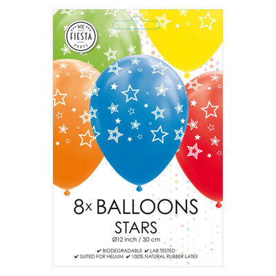 Luftballons Sterne mischen Farben 30 cm, 8st.