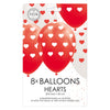 Luftballons Hearts Red White 30 cm, 8st.