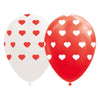 Luftballons Hearts Red White 30 cm, 8st.