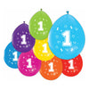 Ballons 2-seitige gedruckte Nummer 1, 8st.