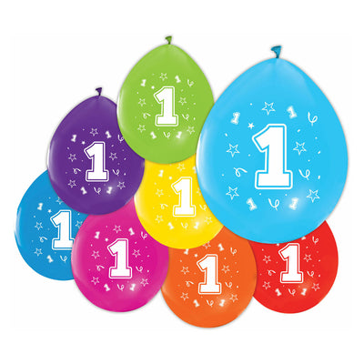 Ballons 2-seitige gedruckte Nummer 1, 8st.