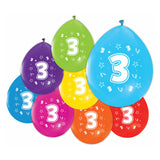 Ballons 2-seitige gedruckte Nummer 3, 8st. - afbeelding 1