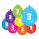 Ballons 2-seitige gedruckte Nummer 3, 8st.