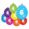Ballons 2-seitige gedruckte Nummer 6, 8st.