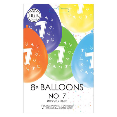 Ballons 2-seitige gedruckte Nummer 7, 8st.