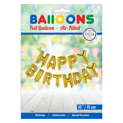 Folieron Text Happy Birthday Gold