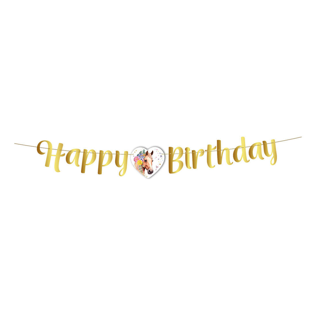 Globos Flaggenlinie „Happy Birthday Pferde“ – 2 m