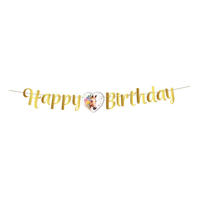 Globos Flaggenlinie „Happy Birthday Pferde“ – 2 m