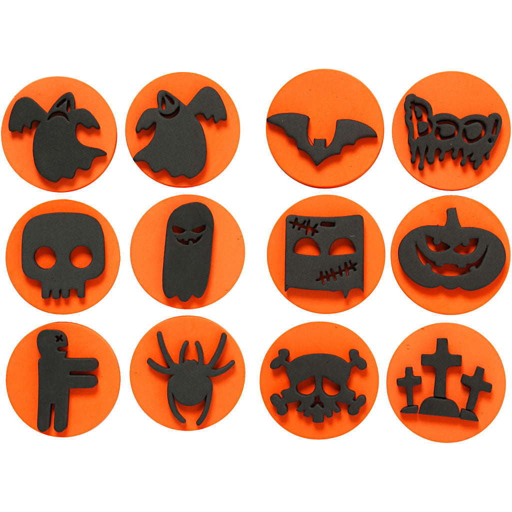 Creativ Company Schaumstoffstempel, Halloween, D 7,5 cm, Stärke 2,5 cm, 6 Stück 1 Box