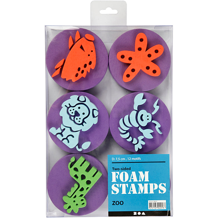 Creativ Company Schaumstoffstempel, Tiere, D 7,5 cm, Stärke 2,5 cm, 6 Stück 1 Box