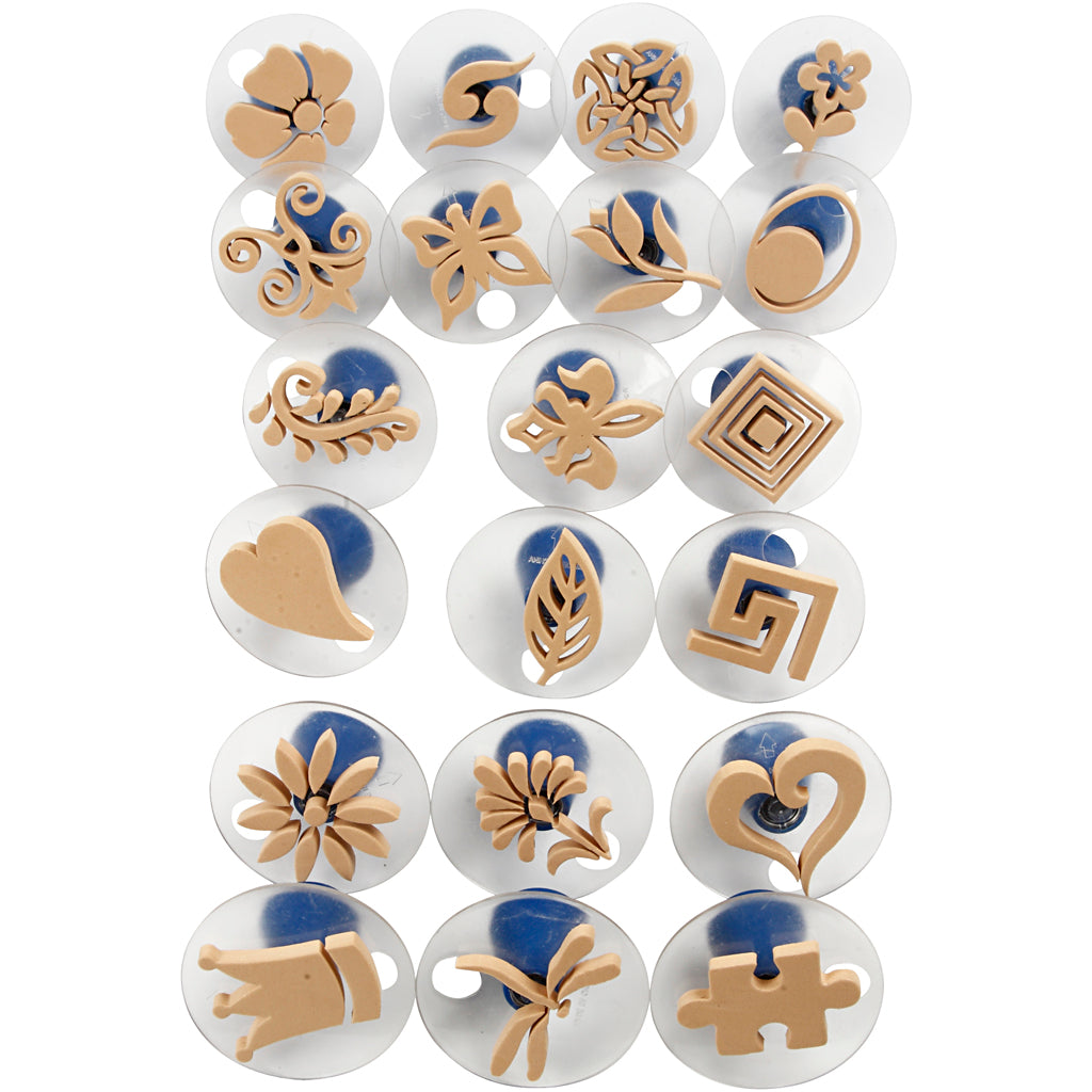 Creativ Company Schaumstoffstempel mit Griff, Größe 3-6 cm, 20 Stück, 1 Box