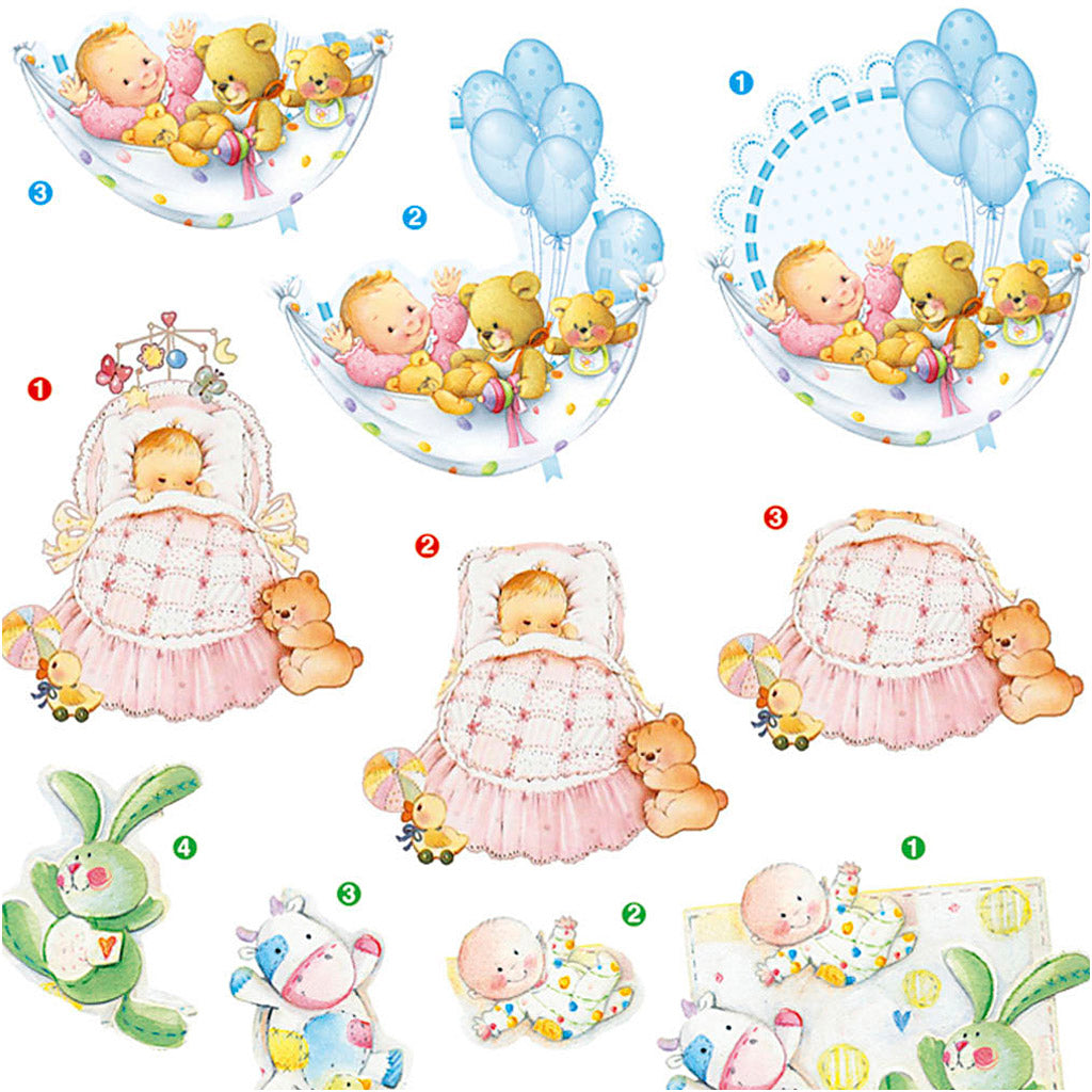 Creativ Company 3D-Blätter, Baby, Blatt 21x30 cm, 4 Blätter 1 Box
