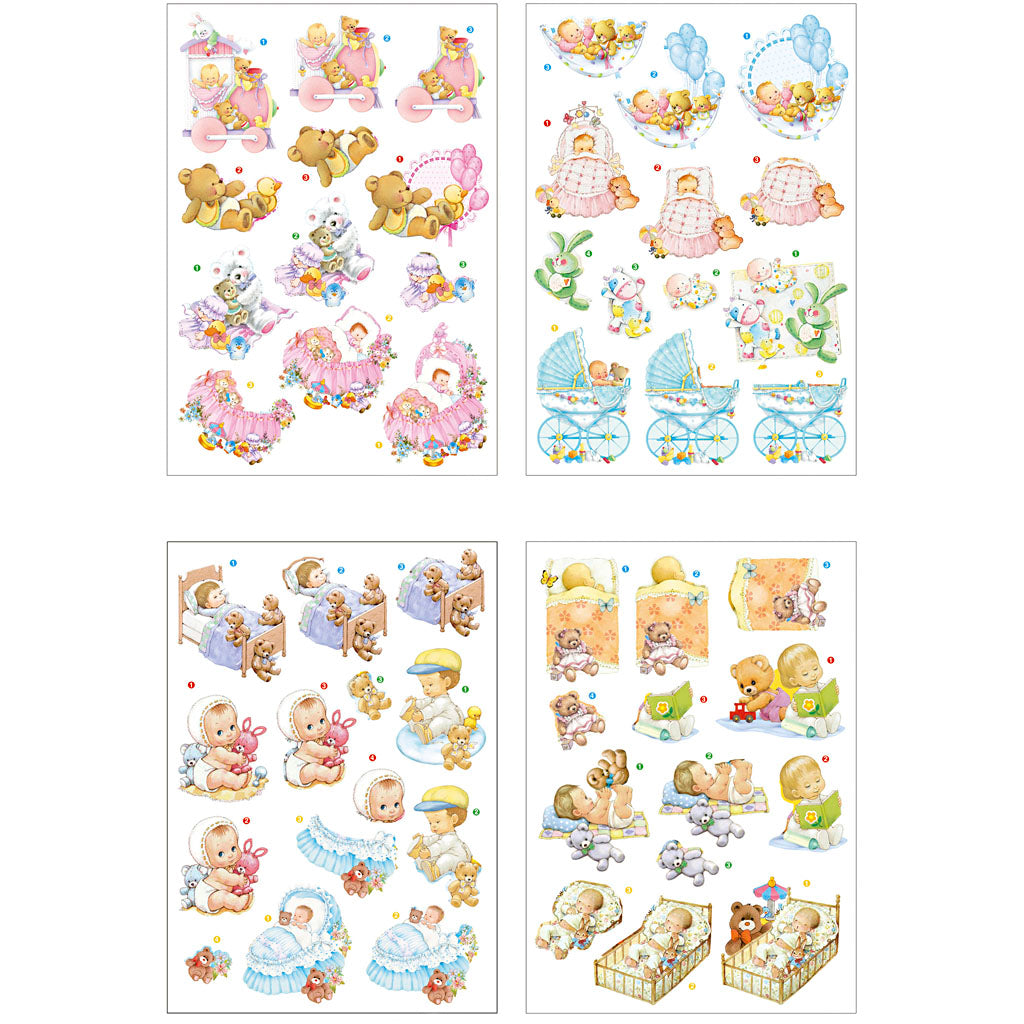 Creativ Company 3D-Blätter, Baby, Blatt 21x30 cm, 4 Blätter 1 Box