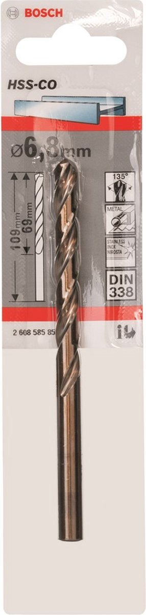 Bosch - Metallbohrer HSS-CO, Standard 6,8 x 69 x 109 mm