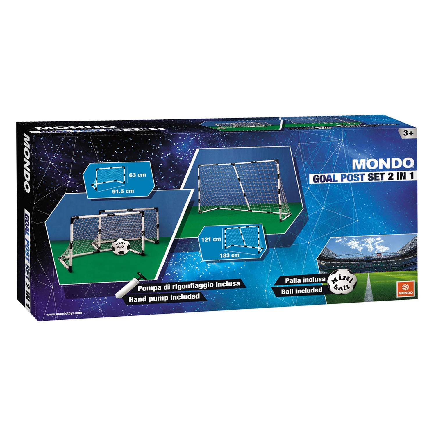 Mondo -Fußballtor 2 in 1 183x121 cm groß