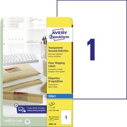 Inkjet-Etiketten Avery J8567-25 210 x 297 mm transparent wiederaufklebbar
