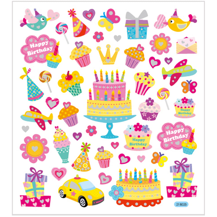 Creativ Firmenaufkleber, Geburtstag, Blatt 15x16,5 cm, ca. 49 Stück, 1 Blatt