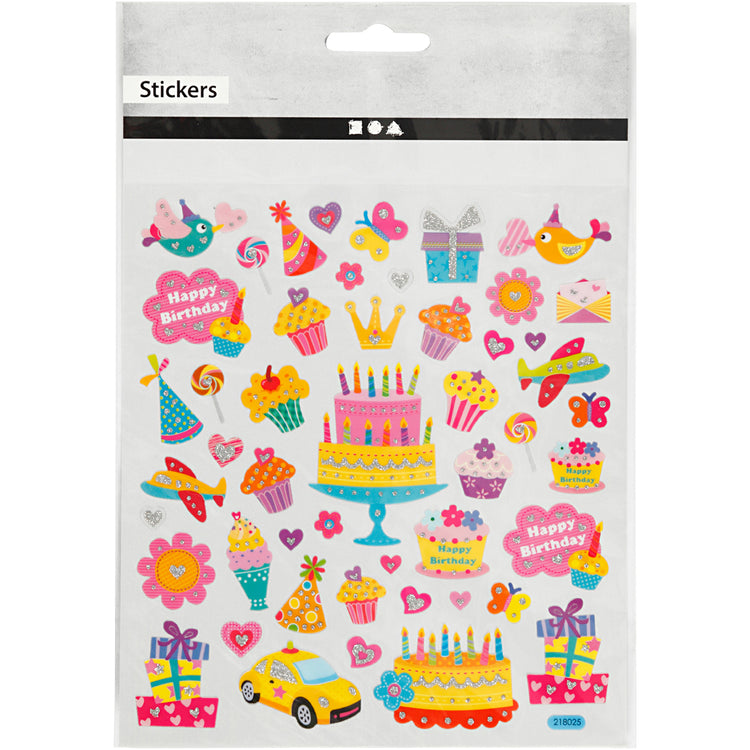 Creativ Firmenaufkleber, Geburtstag, Blatt 15x16,5 cm, ca. 49 Stück, 1 Blatt