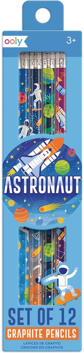 Ooly – Astronauten-Graphitstifte – 12 Bleistifte mit Weltraum- oder Astronauten-Design