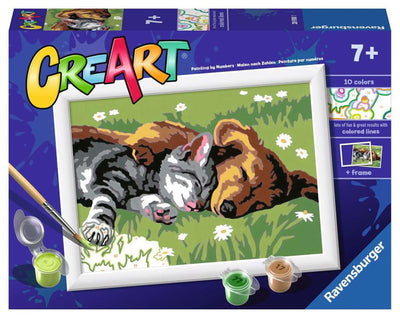 Ravensburger Kreart Gemälde auf Nummer schlafende Katzen und Hunde