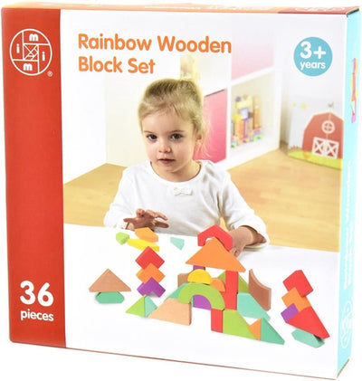 Regenbogenholzblöcke mit 36 ​​Teilen festgelegt