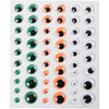 Creativ Company Kulleraugen, selbstklebend, D 6+8+10+12+15 mm, grün, orange, weiß, 54 Stück, 1 Blatt