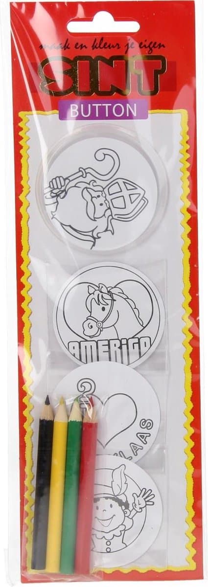 Sinterklaas -Taste, die einen Durchmesser von 6 cm einschließlich farbiger Stifte machen