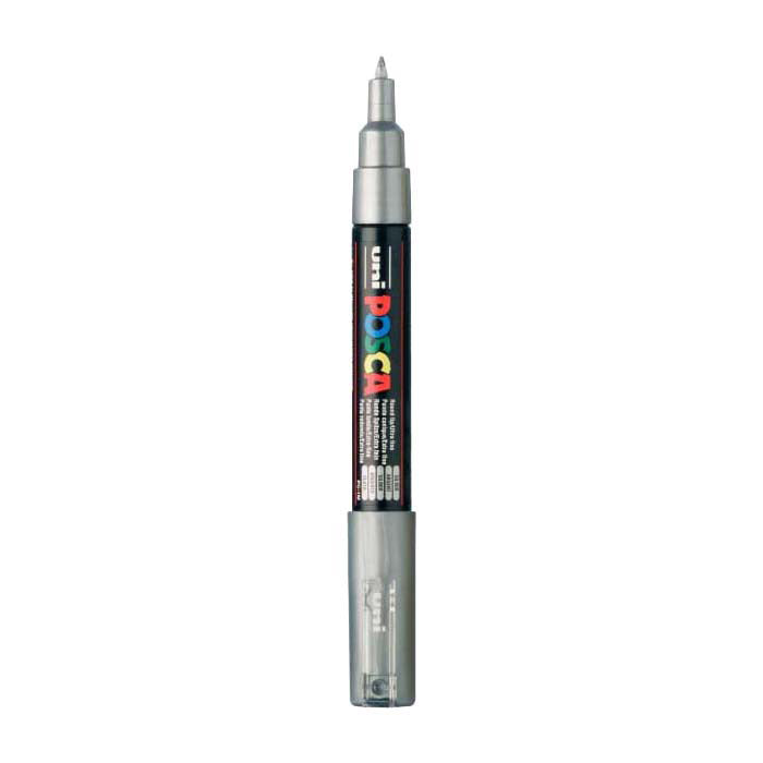 UNI-POSCA POSCA-Marker, AFM PC-1M, Leitungsdicke 0,7 mm, Extra-Fein, Silber, 1 Stück