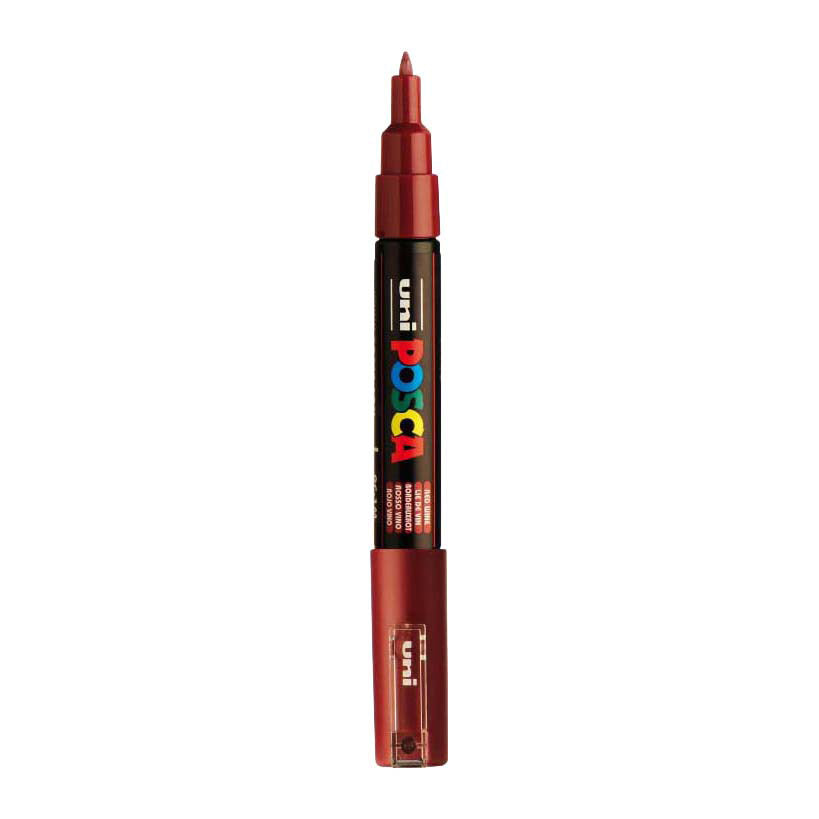 UNI-POSCA POSCA-Marker, AFM PC-1M, Leitungsdicke 0,7 mm, Extra-Fijn, Rotwein, 1 Stück