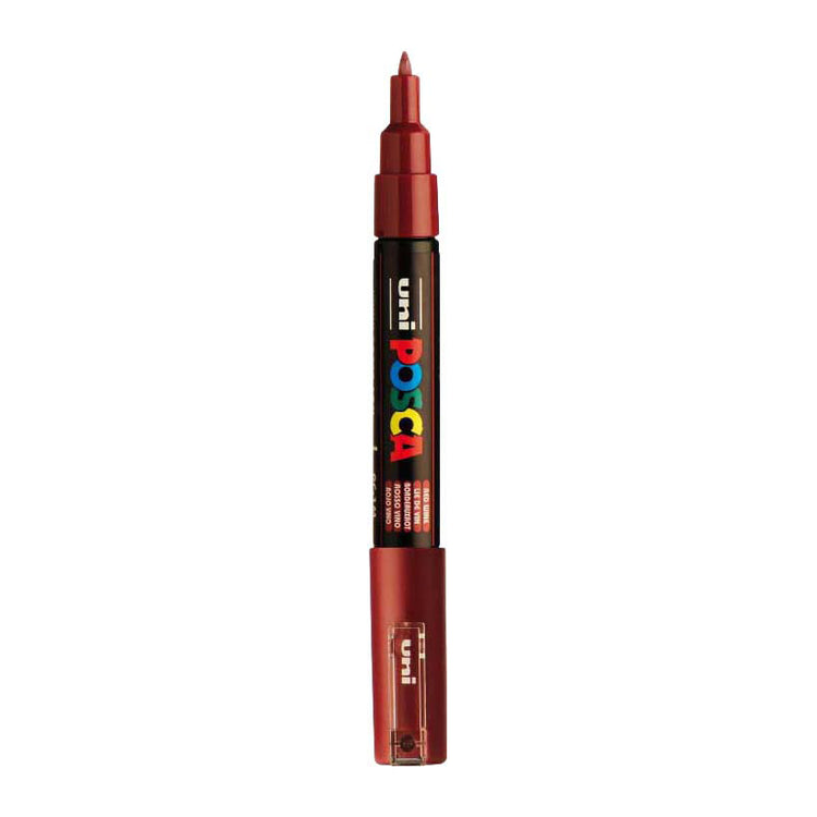 UNI-POSCA POSCA-Marker, AFM PC-1M, Leitungsdicke 0,7 mm, Extra-Fijn, Rotwein, 1 Stück