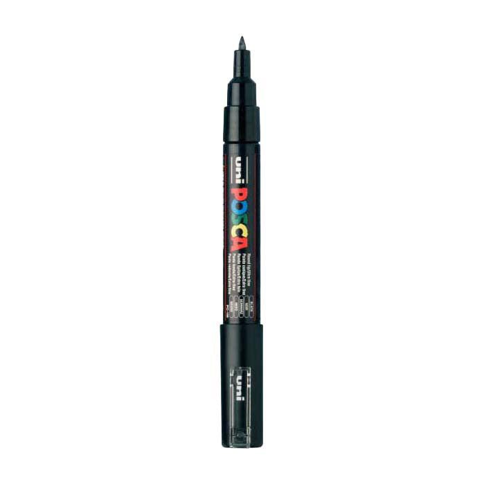 UNI-POSCA POSCA-Marker, AFM PC-1M, Liniendicke 0,7 mm, extra-fein, schwarz, 1 Stück