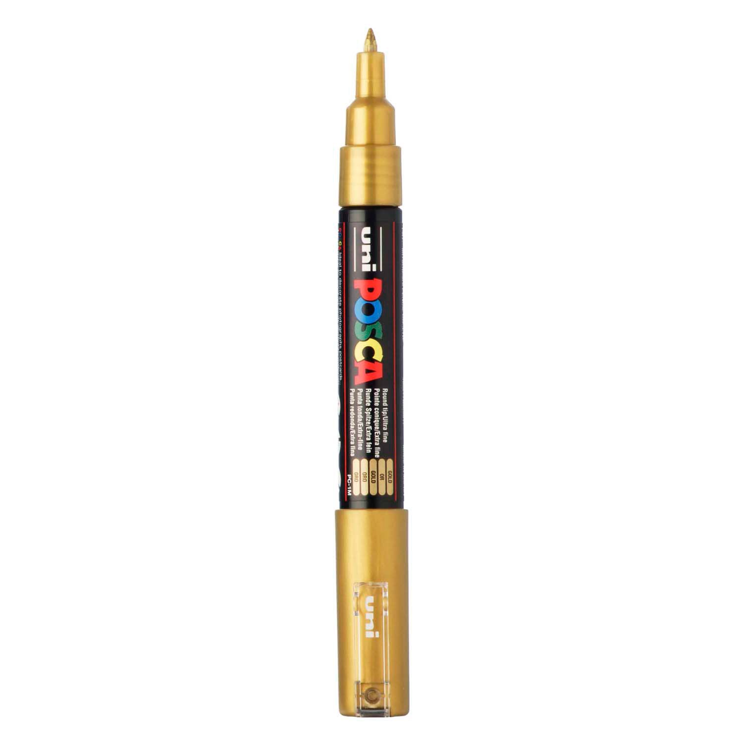 UNI-POSCA POSCA-Marker, AFM PC-1M, Liniendicke 0,7 mm, Extra-Fein, Gold, 1 Stück