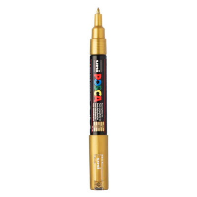 UNI-POSCA POSCA-Marker, AFM PC-1M, Liniendicke 0,7 mm, Extra-Fein, Gold, 1 Stück