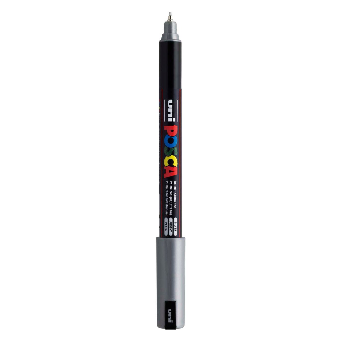 UNI-POSCA POSCA-Marker, AFM PC-1MR, Leitungsdicke 0,7 mm, Extra-Feine, Silber, 1 Stück