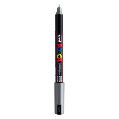 UNI-POSCA POSCA-Marker, AFM PC-1MR, Leitungsdicke 0,7 mm, Extra-Feine, Silber, 1 Stück