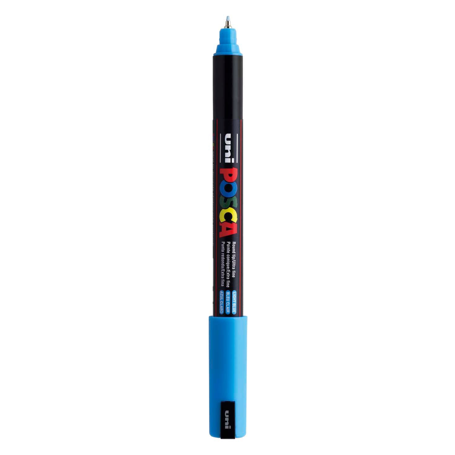 UNI-POSCA POSCA-Marker, AFM PC-1MR, Leitungsdicke 0,7 mm, extra-fein, hellblau, 1 Stück