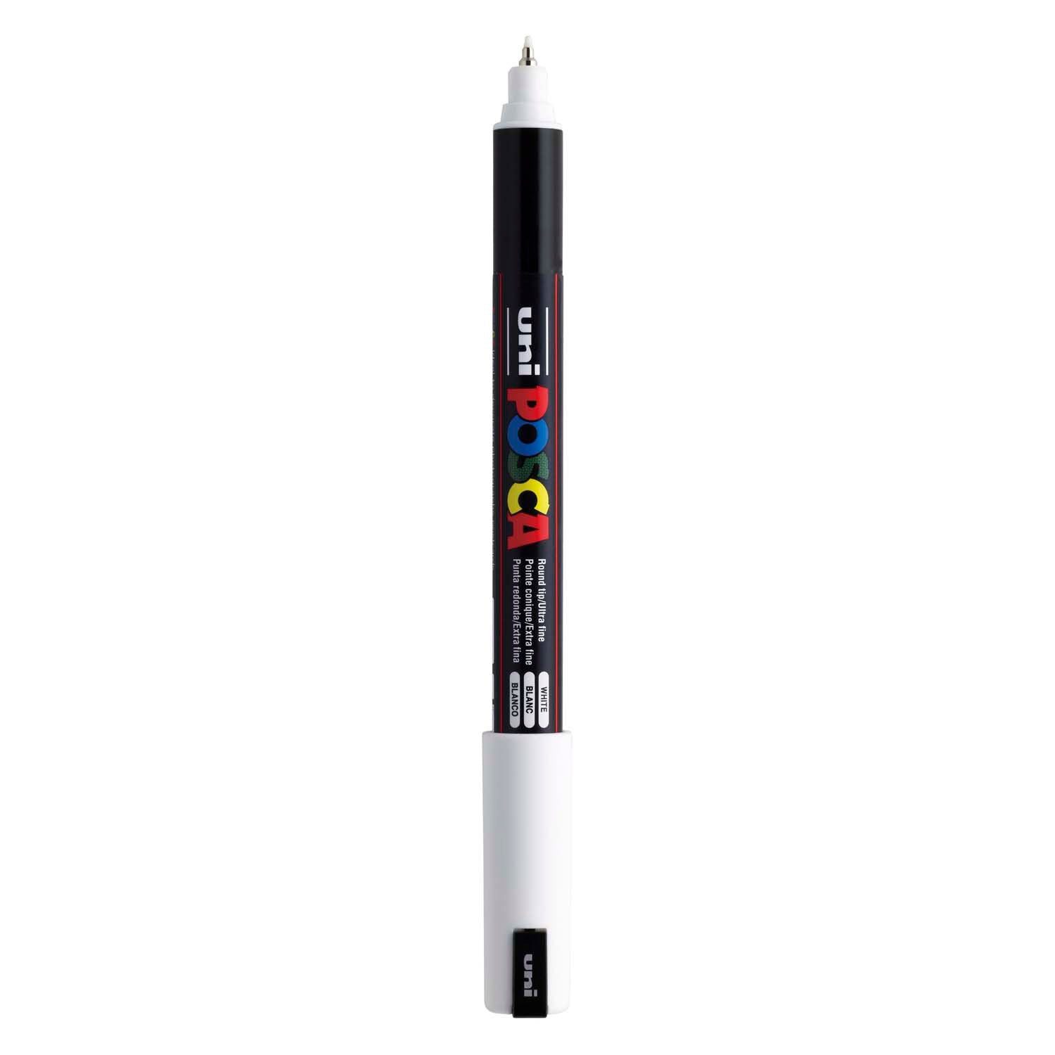 UNI-POSCA POSCA-Marker, AFM PC-1MR, Leitungsdicke 0,7 mm, Extra-Fine, Weiß, 1 Stück