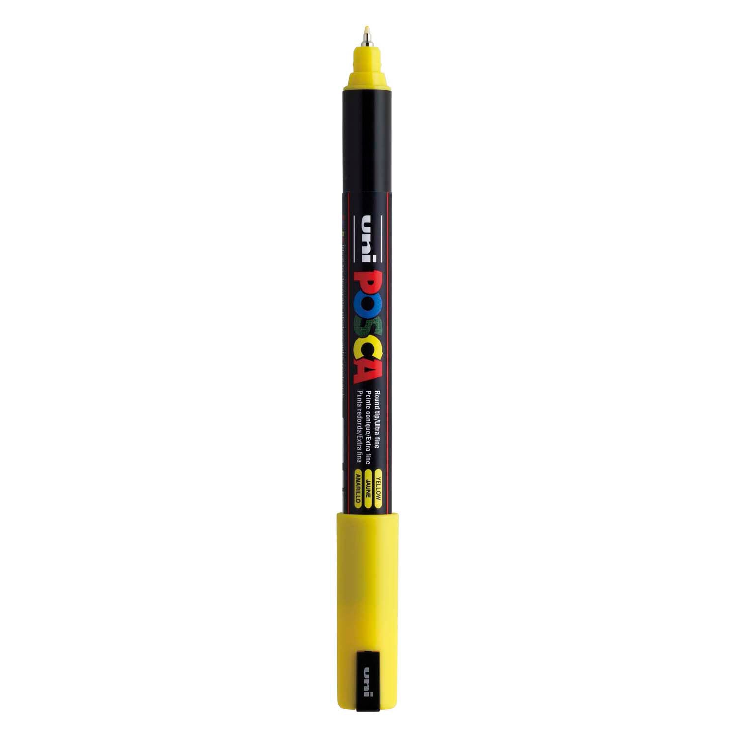 UNI-POSCA POSCA-Marker, AFM PC-1MR, Leitungsdicke 0,7 mm, Extra-Fine, Gelb, 1 Stück
